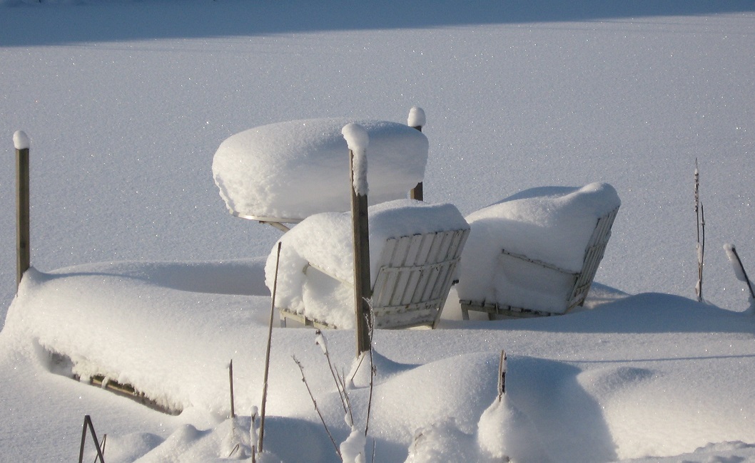 Snö på bryggan 2010